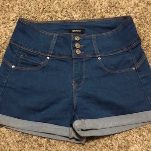 High waisted denim shorts